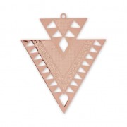 Pendentifs en métal double triangle décor ethnique 45 mm doré rose x2