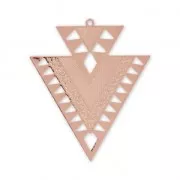 Pendentifs en métal double triangle décor ethnique 45 mm doré rose x2