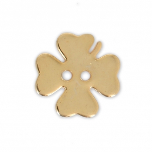 Bouton trèfle lisse 12 mm doré à l'or fin x1