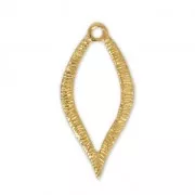 Pendentif feuille évidée en laiton strié 23 mm doré à l'or fin x1