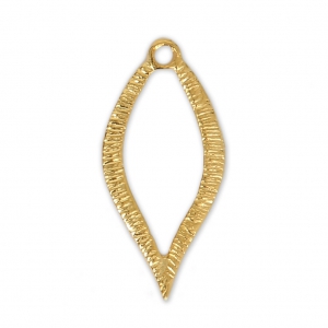 Pendentif feuille évidée en laiton strié 23 mm doré à l'or fin x1