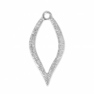 Pendentif feuille évidée en laiton strié 23 mm rhodié x1