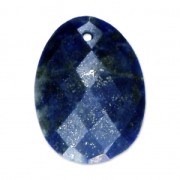 Pendentif facetté ovale 20x15 mm en pierre gemme Lapis x1