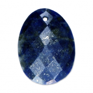 Pendentif facetté ovale 20x15 mm en pierre gemme Lapis x1