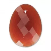 Pendentif facetté ovale 20x15 mm en pierre gemme Red Agate teintée x1