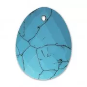 Pendentif facetté ovale 20x15 mm en pierre gemme imitation Turquoise x1