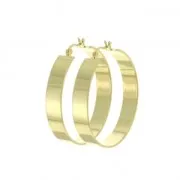 Boucles d'oreilles Créoles fantaisie 40mm plate large - Doré à l'or fin x2