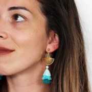 Pendentif ajouré forme éventail exclu Perles & Co 24 mm doré rose