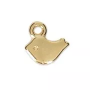 Mini breloques oiseaux 8 mm pour la création de bijoux fantaisie Doré à l'or fin x6