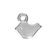 Mini breloques oiseaux 8 mm - Placage Argent fin vieilli x6