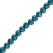Perles rondelles facettées - rondes aplaties - 4x3.5 mm - Teal x41cm