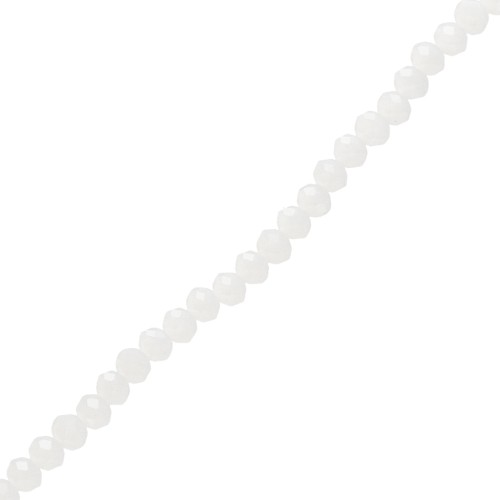 Perles rondelles facettées - rondes aplaties - 4x3.5 mm White Opaque x40cm