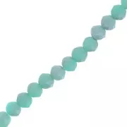 Perles rondelles facettées - rondes aplaties -4x3 mm Light Turquoise Frosted x46cm
