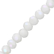 Perles rondelles facettées - rondes aplaties 6x5 mm - White Opaque AB x41cm|raw }}