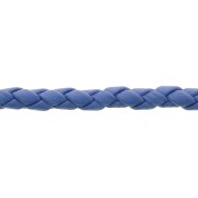 Cordon cuir tressé 4 mm Bleu Dur x 50 cm