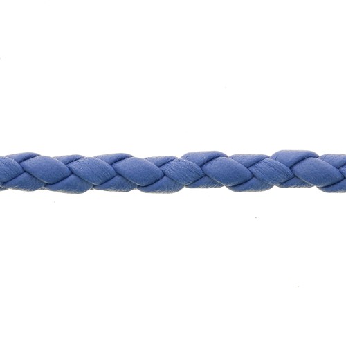Cordon cuir tressé 4 mm Bleu Dur x 50 cm