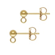 Clous d'oreilles boule 3 mm avec anneau soudé en Gold filled (or laminé)   x2