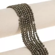 Perles Rondes facettées 4 mm en pierre gemme - Pyrite x36cm