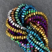 Mini rondelles facettées imitation hématite 3 mm Silver Mat x40 cm