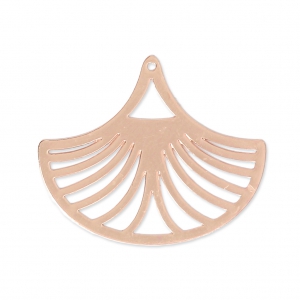Pendentifs ajourés forme éventail découpe laser 25x30 mm - doré rose x2
