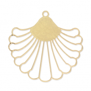 Pendentif feuille tropicale ajouré découpe laser 37x39 mm - doré x2