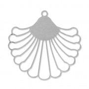 Pendentif feuille tropicale ajouré découpe laser 37x39 mm - Argenté x1|raw }}