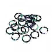 Pendentif anneau en acétate de cellulose 14.5 mm Ecaille de tortue Vert/Noir x1