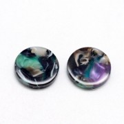 Sequin rond en acétate de cellulose 9.5 mm Ecaille de tortue Vert/Noir x1