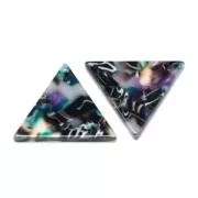 Sequin triangle en acétate de cellulose 16 mm Ecaille de tortue Vert/Noir x1