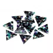 Sequin triangle en acétate de cellulose 16 mm Ecaille de tortue Vert/Noir x1