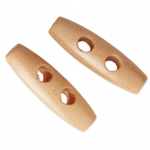 Boutons en bois style duffle-coat 40x10 mm Light Orange x2