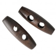 Boutons en bois style duffle-coat 40x10 mm Brun x2