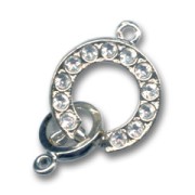 Fermoir à ressort 14.5 mm plaqué rhodium strass Crystal