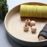 Lot de 4 grosses perles rondes en bois brut pour suspension macramé 30 mm