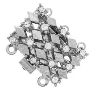 Fermoir 3 rangs strass PureCrystal Crystal 19 mm Rhodié x1