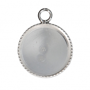 Serti pendentif pour cabochon rond fond plat 14 mm en Argent 925 x1