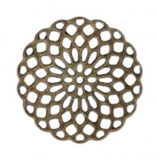 Estampes pendentifs rosaces 25 mm pour création de bijoux fantaisie bronze x4|raw }}