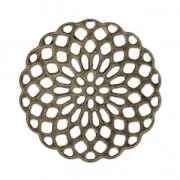 Estampes pendentifs rosaces 25 mm pour création de bijoux fantaisie bronze x4