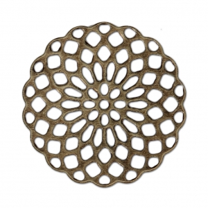 Estampes pendentifs rosaces 25 mm pour création de bijoux fantaisie bronze x4