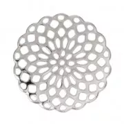 Estampes pendentifs rosaces 25 mm pour création de bijoux fantaisie argenté x4