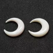 Pendentif en Nacre sans trou 18x20 mm forme demi-lune ou corne x1