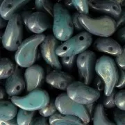 Perles en verre tchèque 2 trous Zoliduo® Left 5x8mm Jade Teracota Red x20