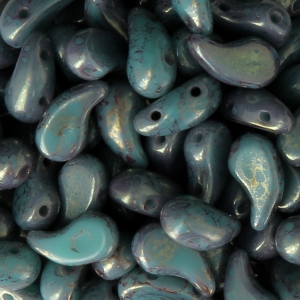 Perles en verre tchèque 2 trous Zoliduo® Left 5x8mm Jade Teracota Red x20