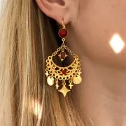 Dormeuses avec anneau et porte-cabochon à fond plat 8 mm rhodié x2