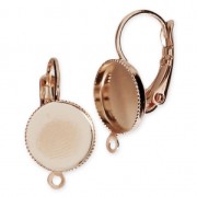 Dormeuses avec anneau et porte-cabochon à fond plat 10 mm doré rose HQ x2