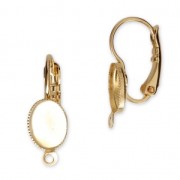 Dormeuses avec anneau et porte-cabochon à fond plat 8x6  mm doré à l'or fin x2|raw }}
