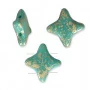 Perles en verre Star Beads par Perles & Co 11x11 mm Green Turq Gold Splash x30