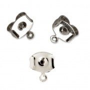 Poussoirs Poussettes avec anneau à décorer 7 mm pour clous d'oreilles rhodié x2