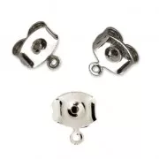 Poussoirs Poussettes avec anneau à décorer 7 mm pour clous d'oreilles rhodié x2