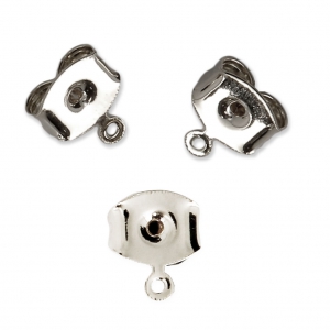 Poussoirs Poussettes avec anneau à décorer 7 mm pour clous d'oreilles rhodié x2